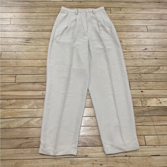 INC International Concepts Pleated Pants Women 8 Wide Cuff Cream High Rise 27x28 - Picture 15 of 16